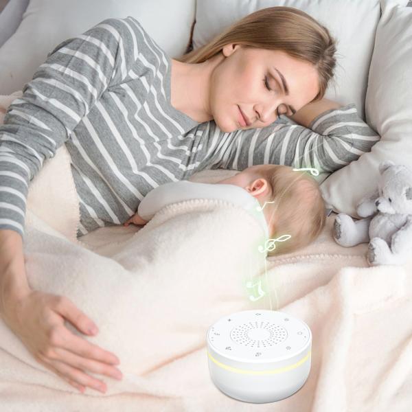 Portable White Noise Machine with Night Light 30 Sounds Rechargeable