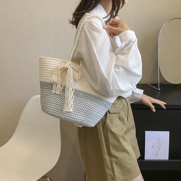 Custom Logo Handmade Luxury Tote Handbag Beach Bag Straw Bags Tote Summer Beach Bag For Women Raffia Straw Crochet Pattern