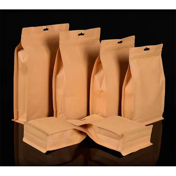 Oem Kraft Paper Food Resealable Paper Pouches With Window