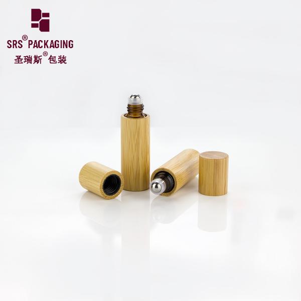 SRS Natural Bamboo Cosmetic Mini Perfume Amber Glass Roll On Bottle 5ml