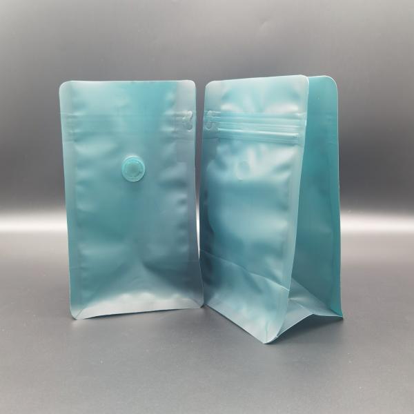 Flat Bottom Recyclable Packaging Bags PE Stand Up Coffee Pouches With Valve