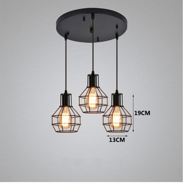 Retro industrial geometric pendant lights iron indoor lighting restaurant coffer black pendant light(WH-VP-61)