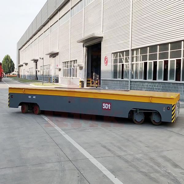 Steerable 50 Tons Motorized Transfer Trolley , Stepless Speed Industrial Transfer Cart
