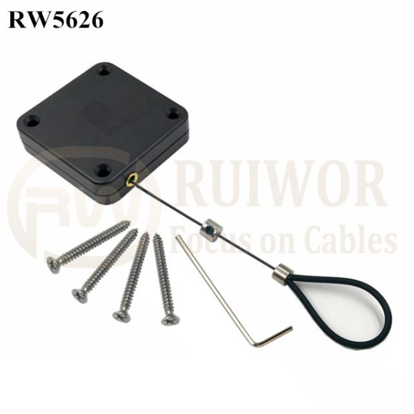 RW5626 Square Heavy Duty Retractable Cable Plus Adjustable Stainless Steel Wire Loop Coated Silicone Hose