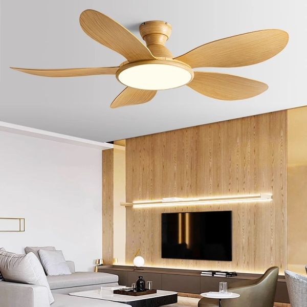 52inch Modern LED 60W Low Floor 35W Ceiling Fans With Remote Control wood Ceiling Fan With Light (WH-VLL-35)