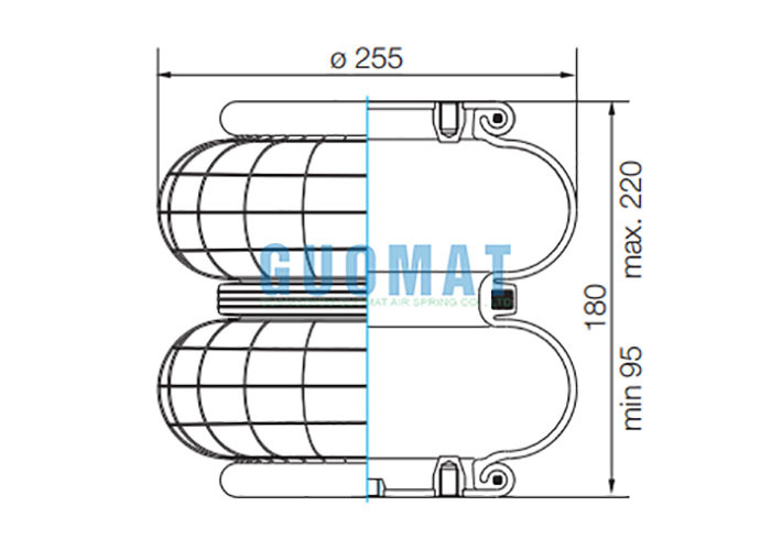 SP2B12R Phoenix Rubber Air Spring 89mm Center Distance Convoluted Vibration Isolation Solutions