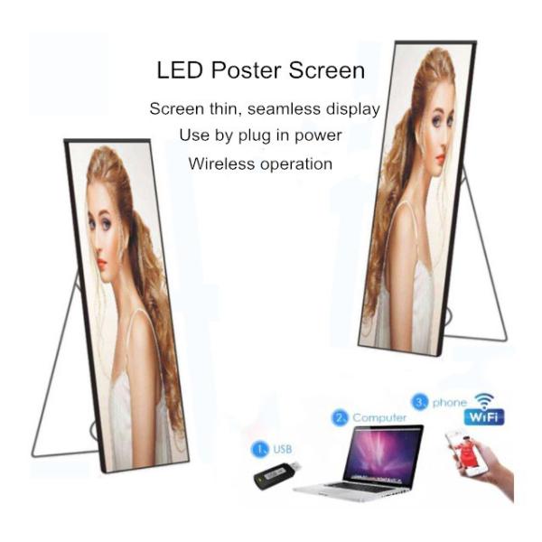 4G, WIFI, USB Connection  Mirror LED Display Poster For Shopping Mall  Advertising