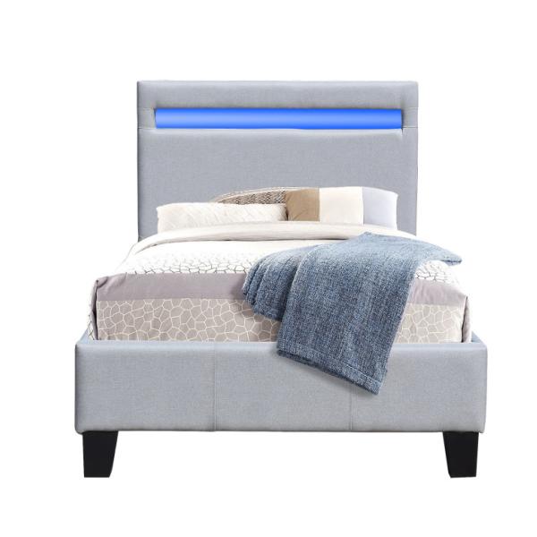 Single Size Linen Fabric Upholstered Bed With Lights CE / BSCI