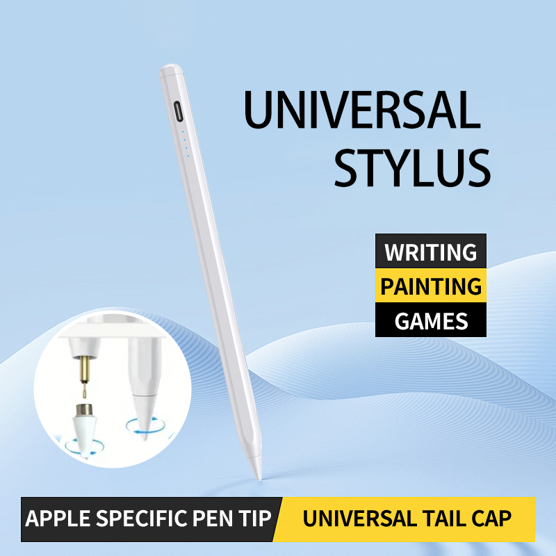 Push Button Switch with 4 Power Indicator Lights Universal Capacitive Stylus Pen for Apple Ipad Android Phone