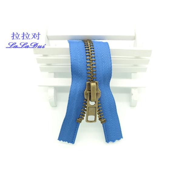 8# / 10# / 12# Heavy Duty Zippers For Leather / Fur Clothing , Light Gold 18 Inch Separating Zipper