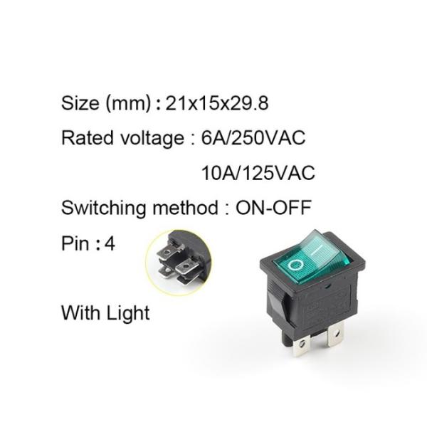 5 PCS / LOT KCD1 4 Pin 21*15mm On Off Boat Car Rocker Switch 6A 250V AC 10A/125V AC