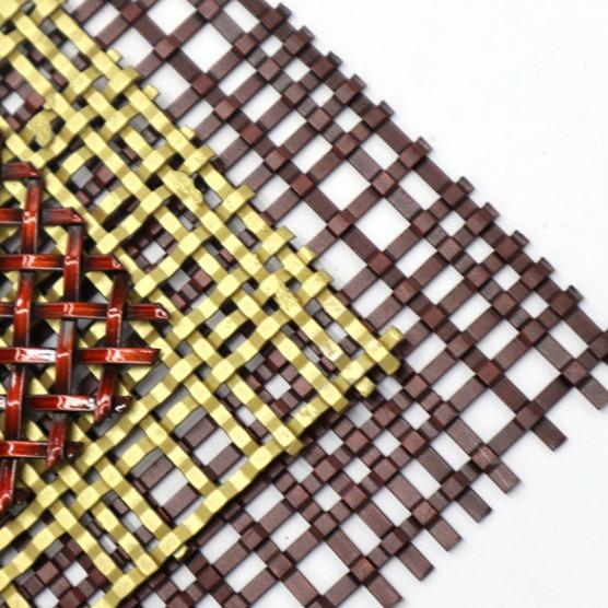 Burnished Brass Crimped Wire Grille Diamond Mesh 3-10mm Aperture