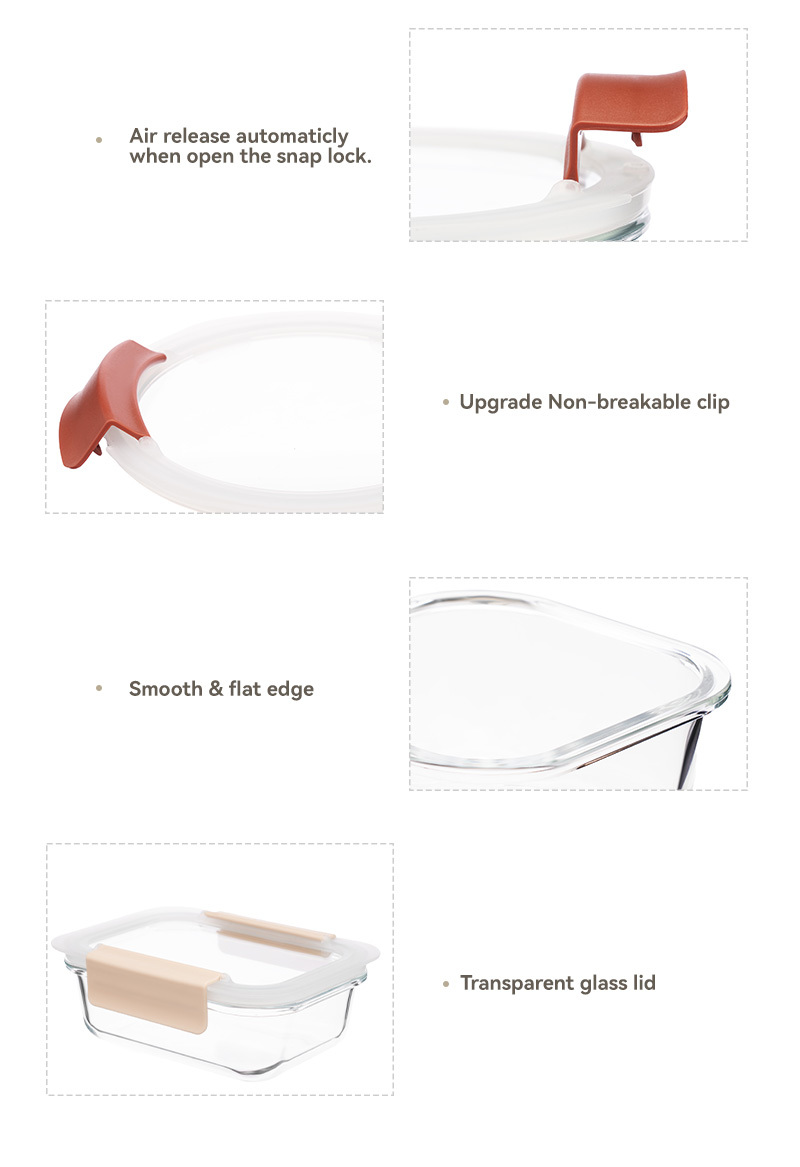 IKOO Glass Food Containers with Glass-Lids and Air Vent for leftovers Wholesale Price