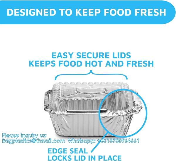 Disposable Takeout Pans With Clear Lids | 1lb Capacity Aluminum Foil Food Drip Containers Strong Seal Freshness
