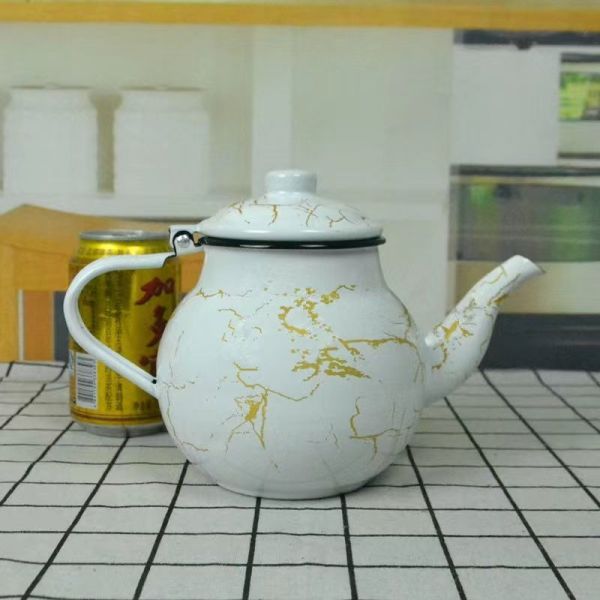 Customized Logo Eco Friendly Enamel Kettle Tea Kettle Home Restaurant Enamelware Tableware Teapot Kettle