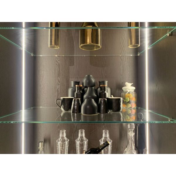Golden Color Aluminium Frame Modern Italian Design Kitchen Cabinet with Eco-Friendly Material