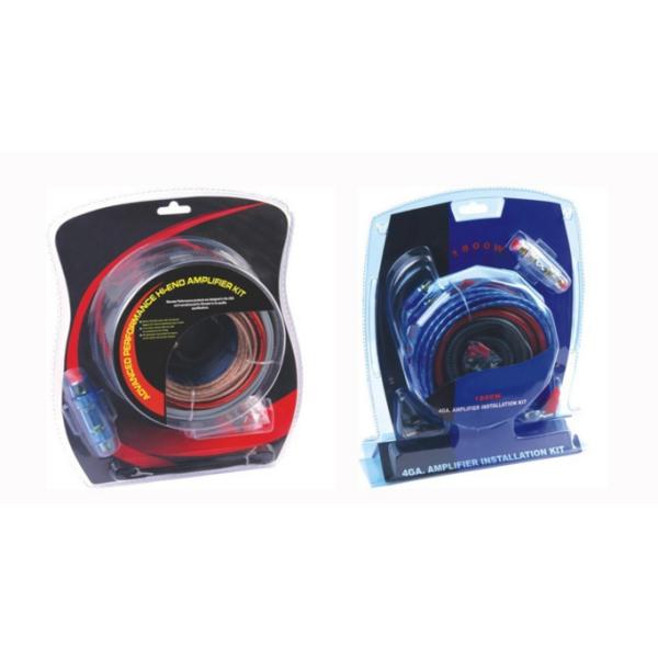 10GA Car Audio Amplifier Wire Power Cable Kit with 30A ATC gold fuse holder with Colour Box Blister Package