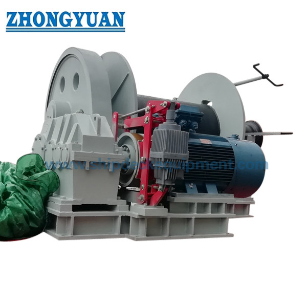 5–500 kN Electric Mooring Winch for Ship Deck | Single Drum with Warping Head