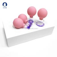 Grupo colocando facial da terapia do silicone 4pcs cor-de-rosa, copo Kit Silicone Anti Cellulite Cup da massagem do vácuo da cara do olho