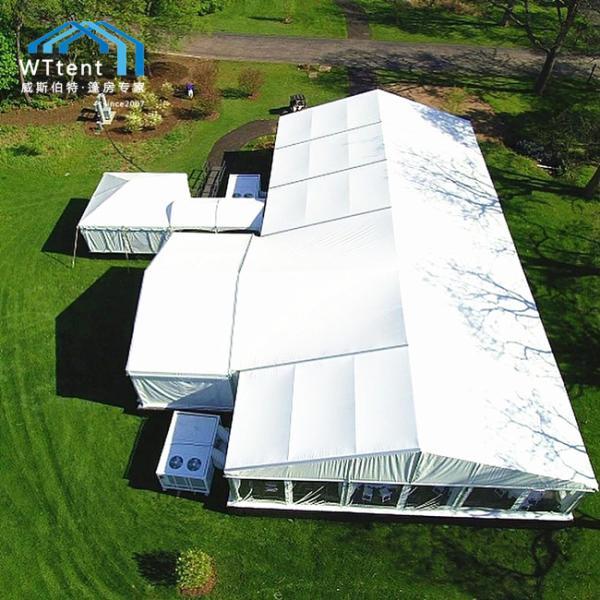 Heavy Duty Custom Party Tents Glass Door Roof Pitch Without Pole Inside