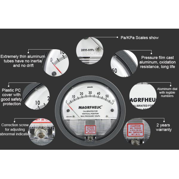 119.6mm Nominal Diameter -68-100Kpa Differential Pressure Gauge for Water Manometry