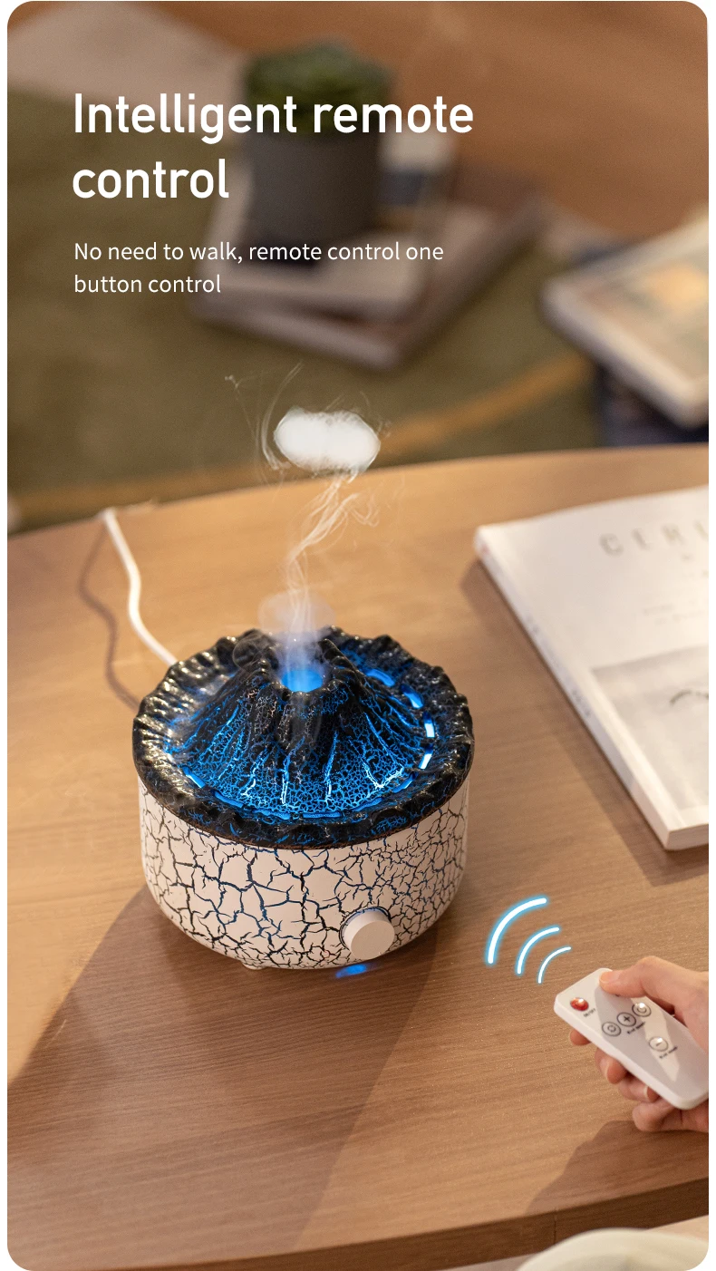 New Yoga Fire Lamp Essential Oil Diffuser Jellyfish Volcano Flame Light Humidifier Aroma Diffuser with Remote Control