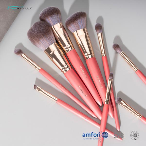 щетки макияжа ручки синтетических волос 10pcs деревянные