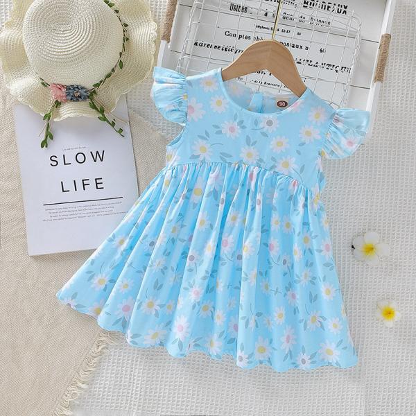 Little Daisy Print Girls Rural Style Dress Summer Children'S Clothing