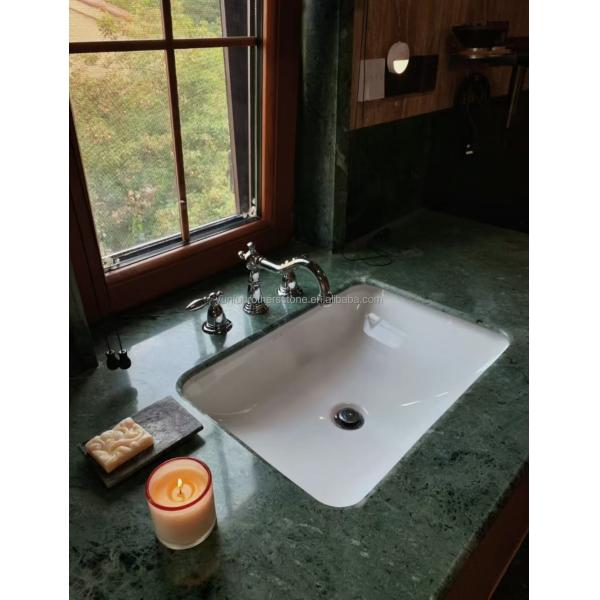 Calcite Dark Green Marble for Modern Design Villa Bathroom Sink and Dining Table