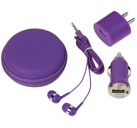 Freeuni Earphone Travel Kit packaging +car charger+travel charger Universal travel charger