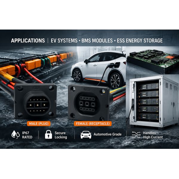 Hybrid EV Connector 3+10 Pin for BMS & Charging IP67 Waterproof
