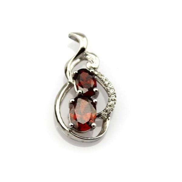 Sterling Silver Jewelry  Yellow Citrine CZ Diamonds Two Stones Pendant (PSJ0389)
