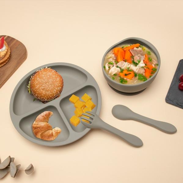 Food Grade Silicone Baby Plate Set Top Seller Newborn Gift Set with None Design Style