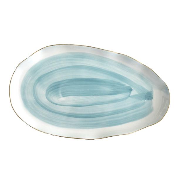 Ceramic Fish Plate for Serving Fruit Salad Pasta Main Course Dishwasher and Microwave Safe Irregular Shape