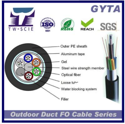 2/4/6/8/10/12/24/36/48/72/144/ Core GYTA Black PE Jacket Armoured Outdoor Fiber Optic Cable