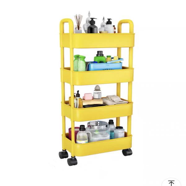 Non-folding 360 Degree Rotating Storage Rack with Wheels Kitchen Vegetable Plastic Shelf