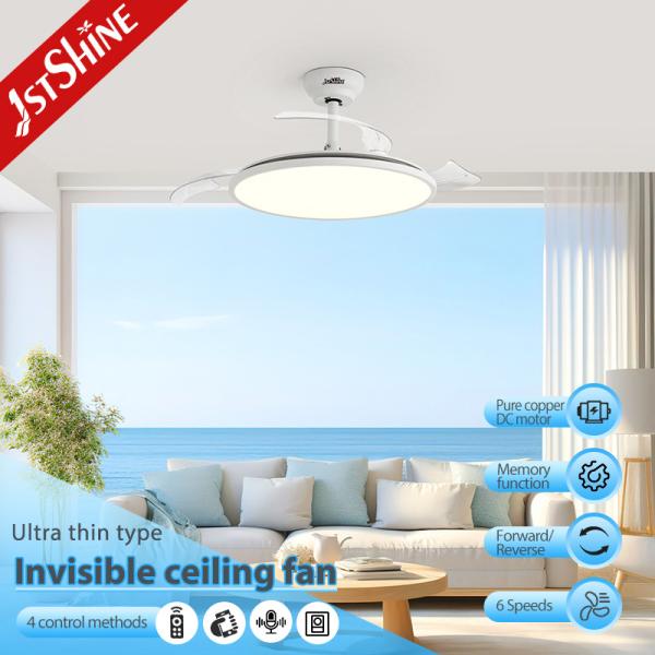 Ultra-fina Smart Led Ceiling Fan Light 3 cores LED Light Branco Moderno