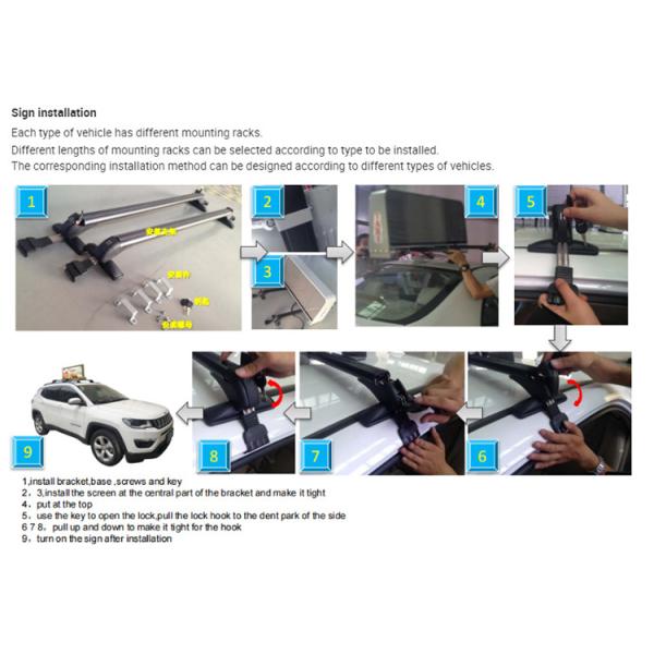 IP65 P4 Advertising Car Roof Led Sign 3G 4G Wifi Wireless 5500cd/Sqm
