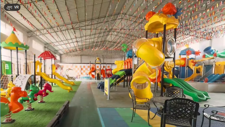 Kids Playground Equipment Amusement Park Plastic Slide Set Attractive Appearance