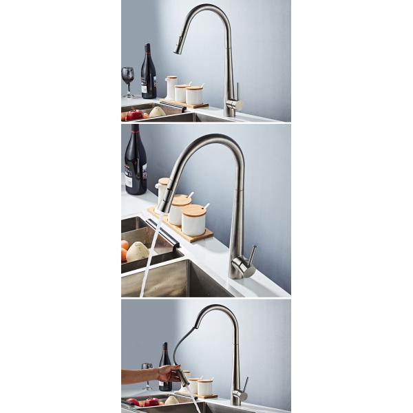 Pull Out Brushed Stainless Steel Kitchen Tap 35mm Ceramic Cartridge