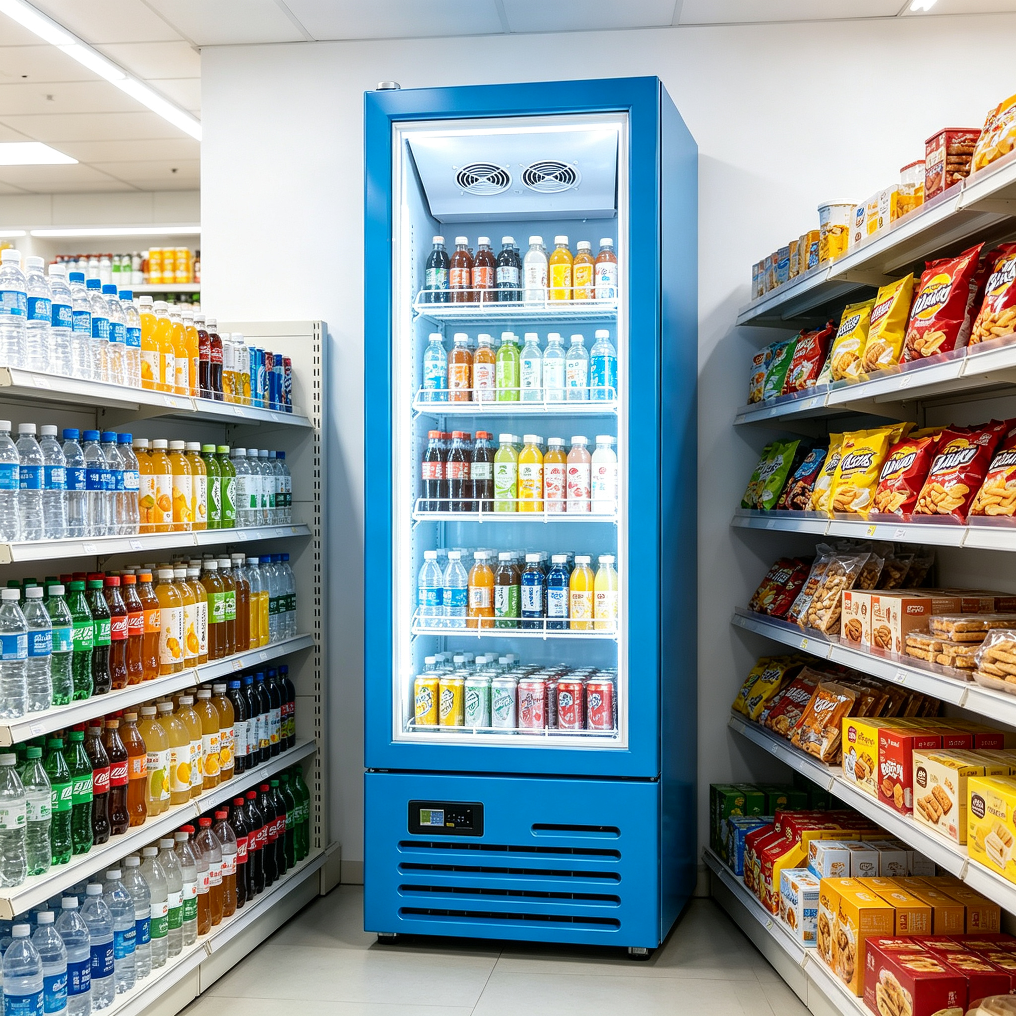 Versatile Commercial Glass Door Freezer Ideal for Beverage Stores Ice Cream Shops and Supermarkets Requiring Cooling Solutions