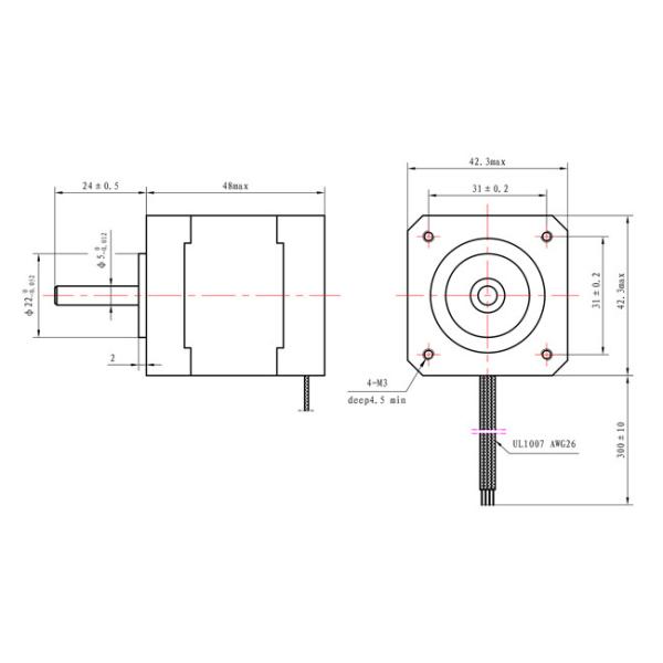 NEMA 17 Hybrid Stepper Motor 42x42x48mm / 1.68A 4.2kg.Cm Bipolar Stepper for 3D Printer