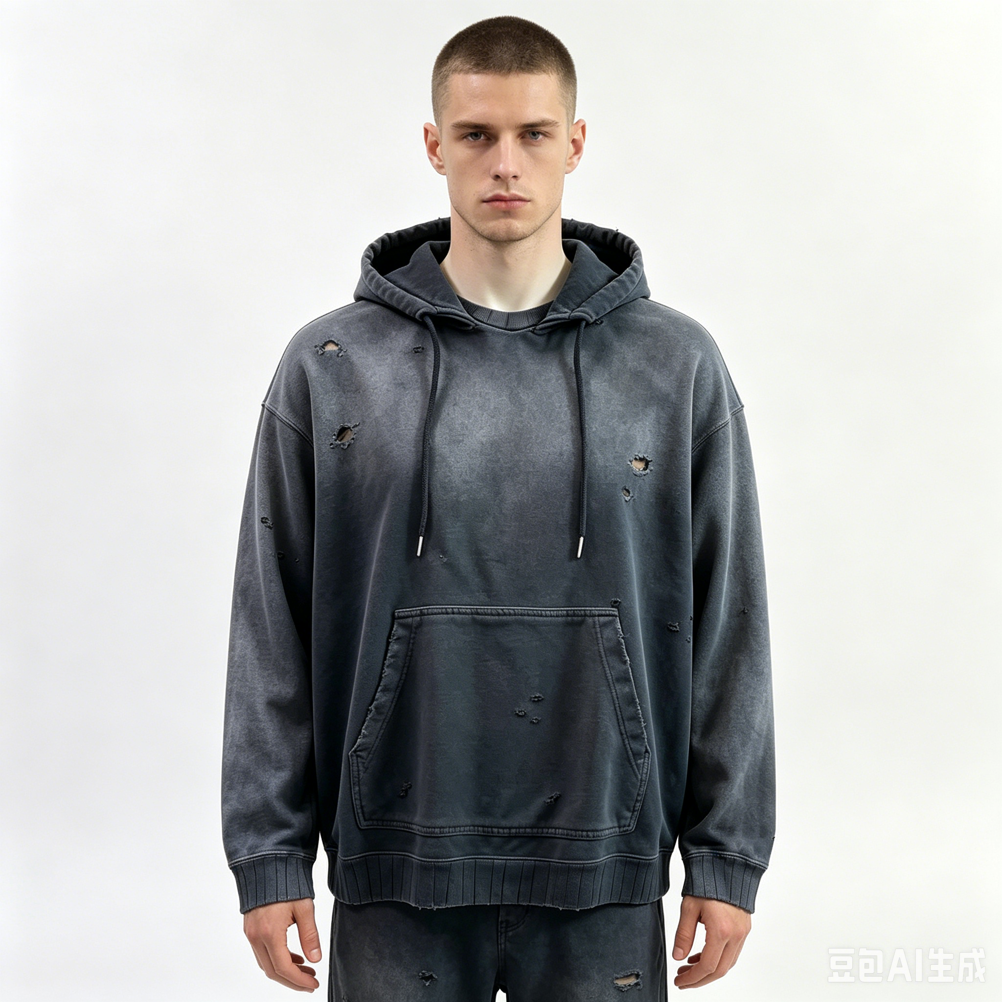 American Retro Stone Wash Hoodies Custom Distressed Zip Up Hoodie For Men