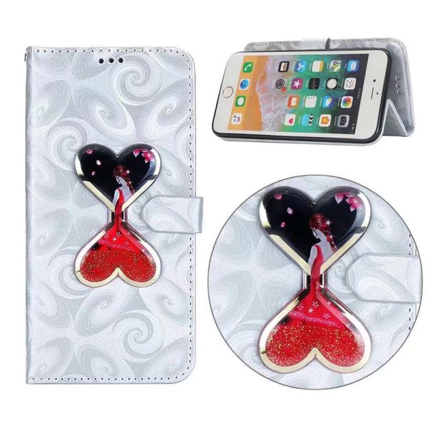 Iphone, Samsung flowing heart wallet leather case, Iphone Xs Max wallet leather case,Samsung wallet leather case