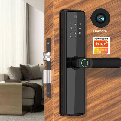 Innovative Tuya Smart Door Lock With Camera Biometric Fingerprint Password For Wooden Doors