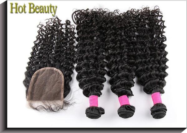 Hot Beauty Brazilian Vrigin Human Hair Extensions Deep Wave , Natural Black