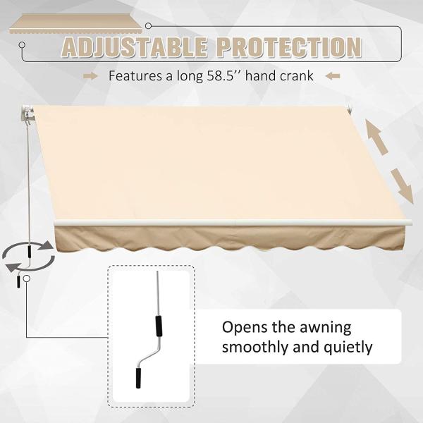 Awnings for Patio Folding Car Protection Outdoor Patio Deck Awnings with Crank Handle Manual Awning For Window Door