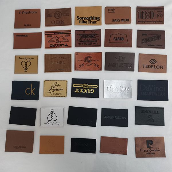 Customized Shape Leather Printing-Letter Label PU Leather Patches for Jeans Jacket Hats