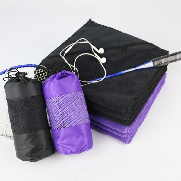 Black 30cmx80cm Microfibre Sports Towel , Microfiber Yoga Mat Towel