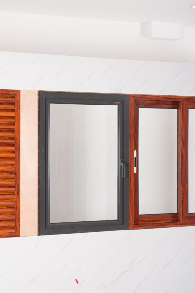 Grey Single Sided Aluminium Glass Window Powder Coating For Residential